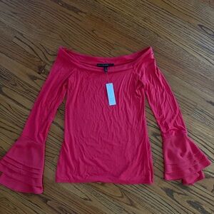 White House Black Market Off-Shoulder Red Bell-Sleeve Women's Top - XS